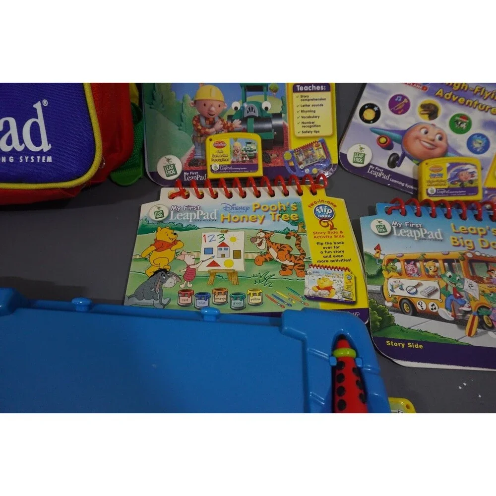 Leapfrog My First LeapPad Learning System Lot System Games Books Backpack Works!